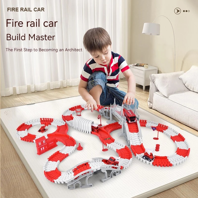 Kids Toys Review - Fire Engine Track Assembling Car Engineering