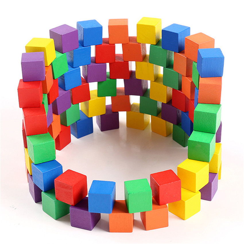 30Pcs/lot 2X2CM Wooden Colorfu - огляд і ціна Wooden Blocks Stacking