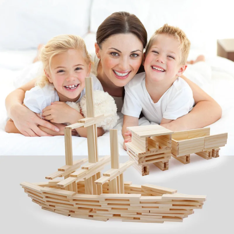 100PCS Classic Wooden Building - огляд і ціна Wooden Blocks Stacking